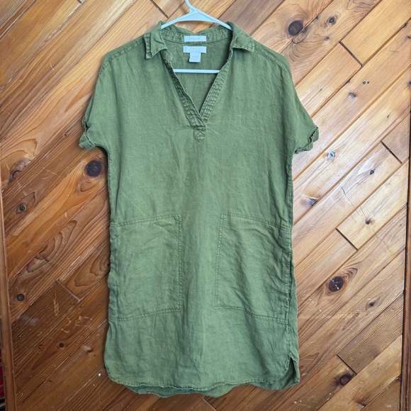 H by Halston Olive Green Linen Mini Dress Size XS - Picture 1 of 4